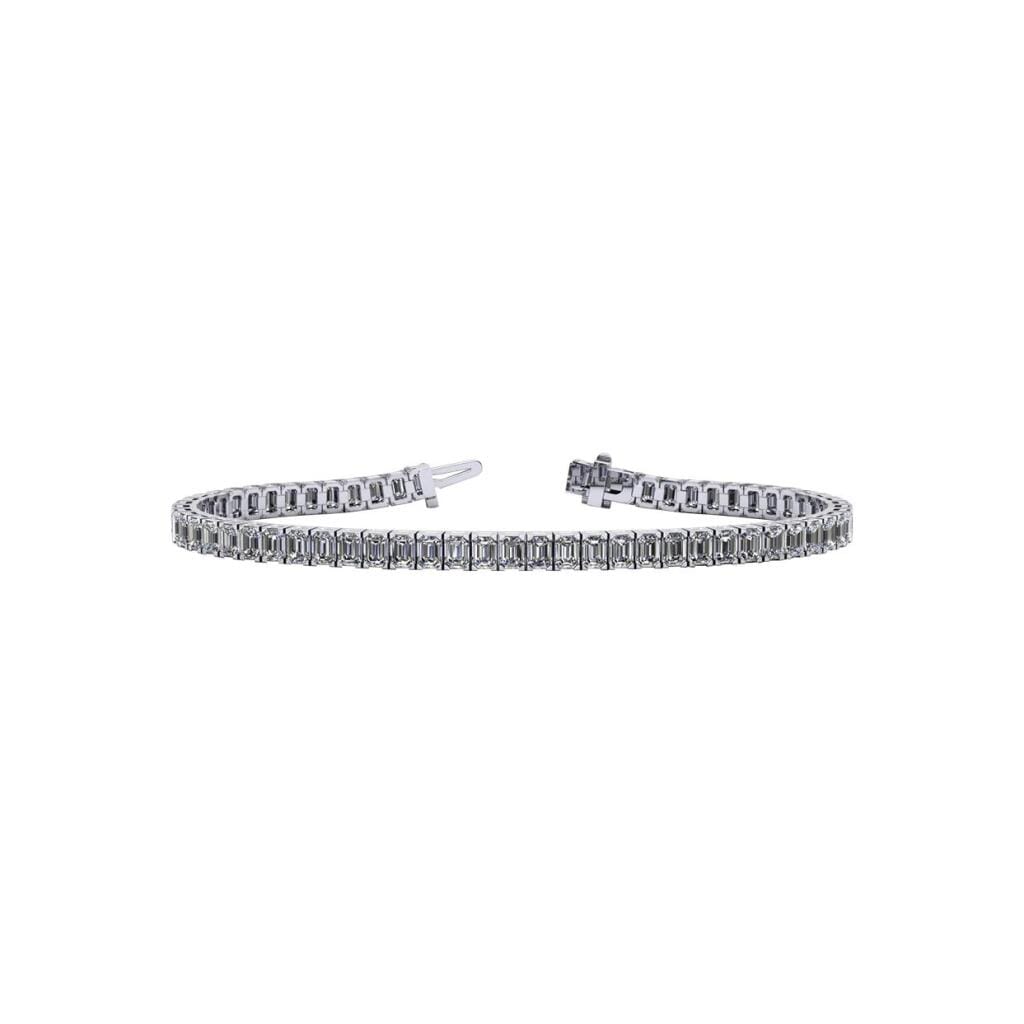 White Gold and 12.00ctw Emerald Cut Diamond Tennis Bracelet