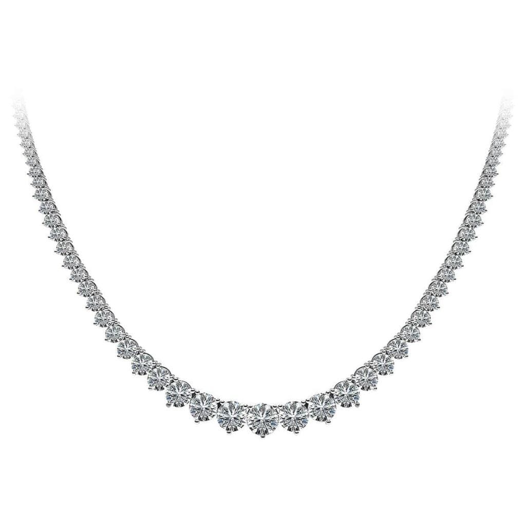White Gold and 20.65ctw Round Brilliant Cut Diamond Rivière Tennis Necklace