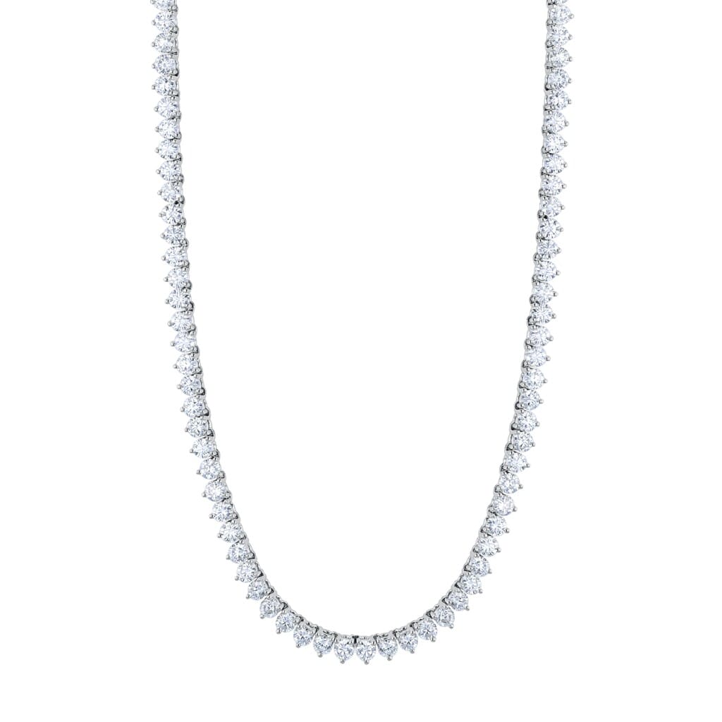 Platinum and 11.45ctw Round Brilliant Cut Diamond Tennis Necklace
