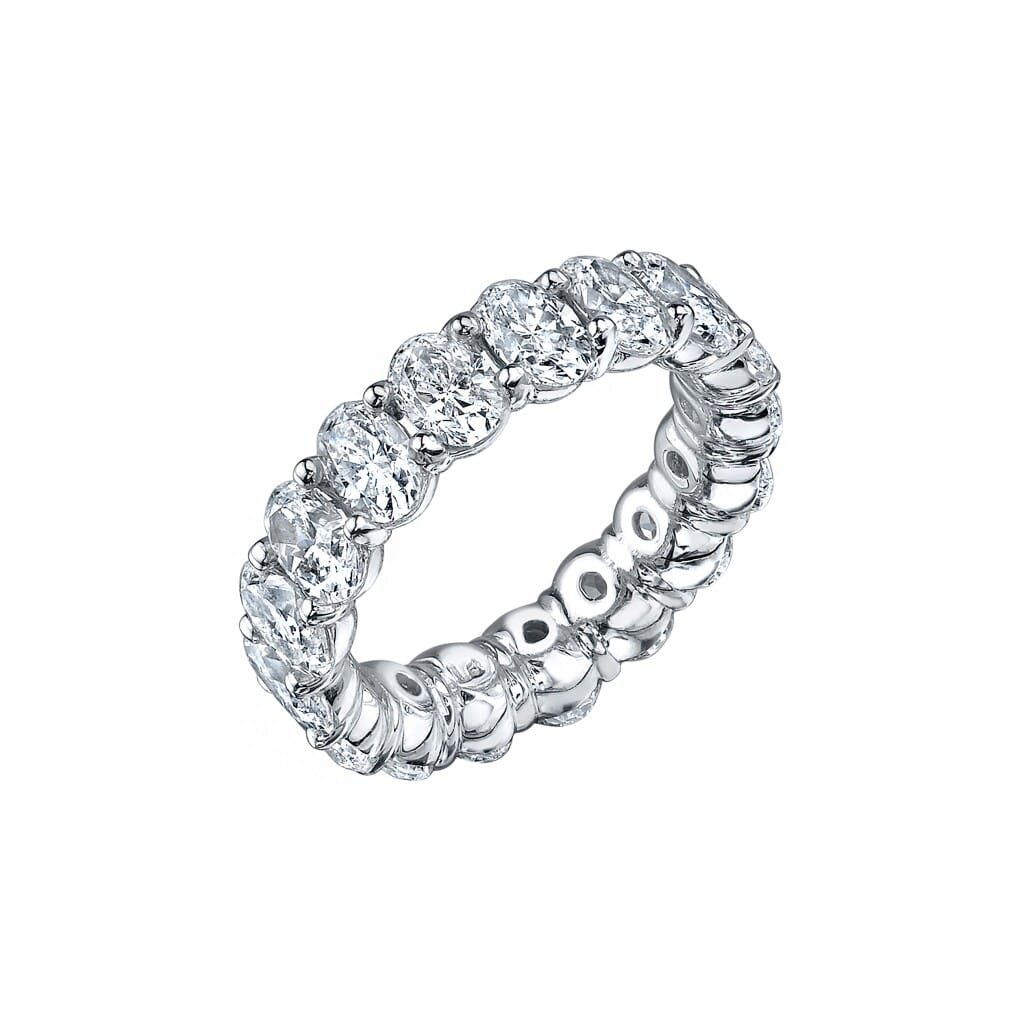 Platinum and 9.75ctw Oval Cut Diamond Eternity Band Ring