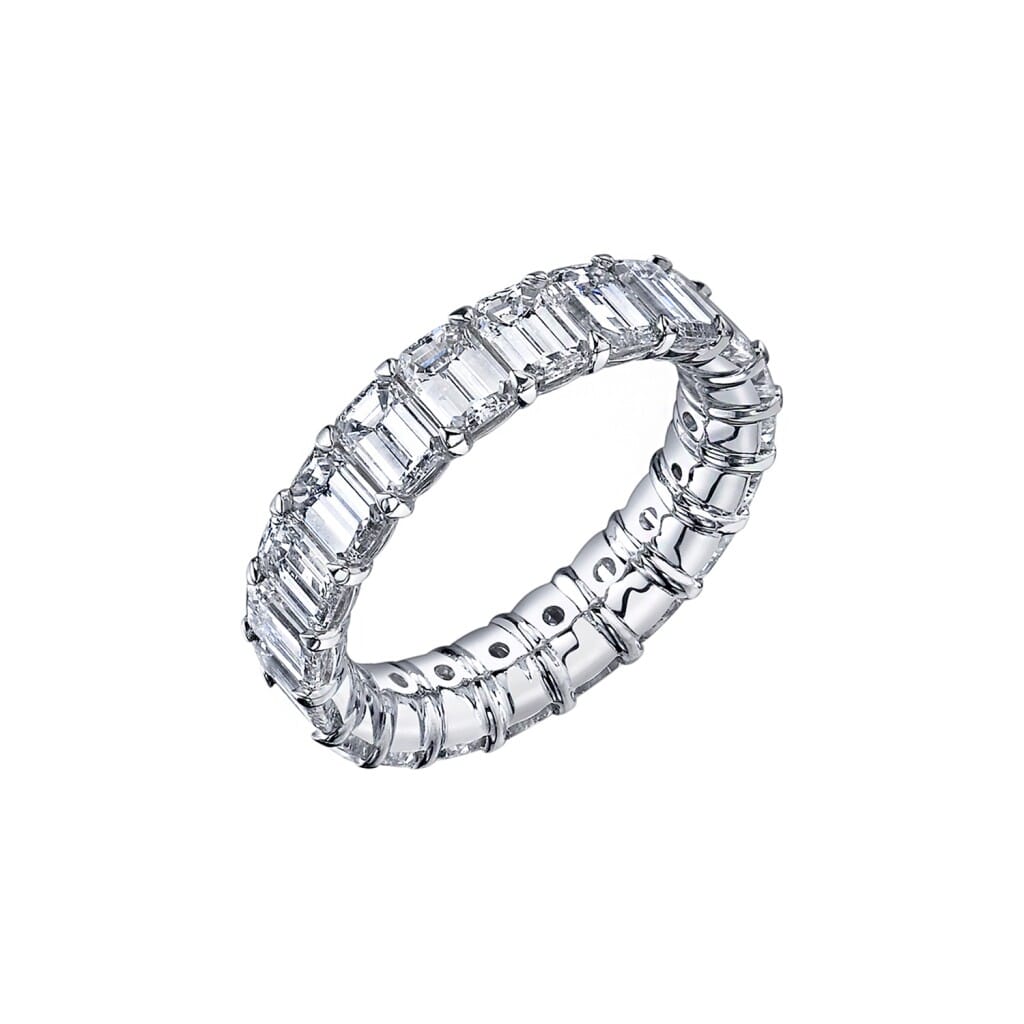 Platinum and 5.00ctw Emerald Cut Diamond Eternity Band Ring