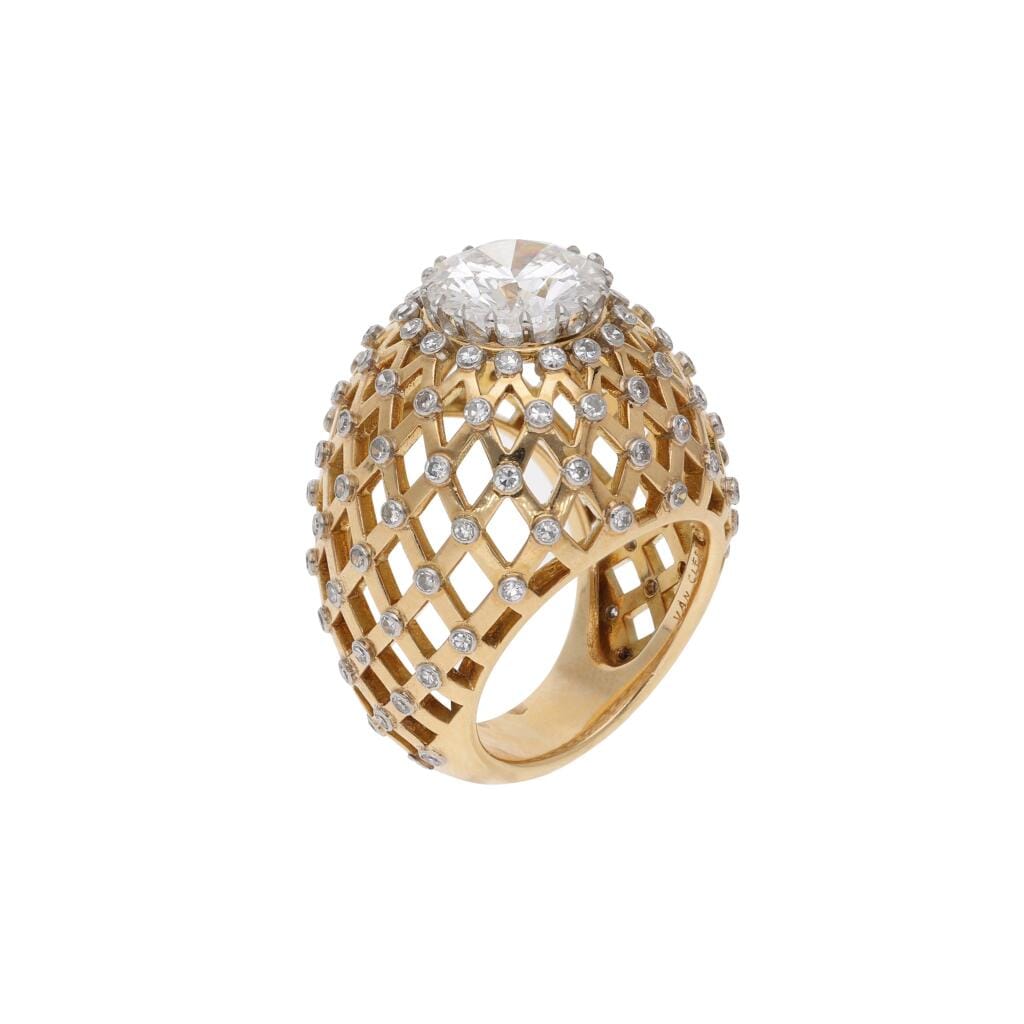 Gold, 3.71ct Round Brilliant Cut Diamond and Diamond Ring
