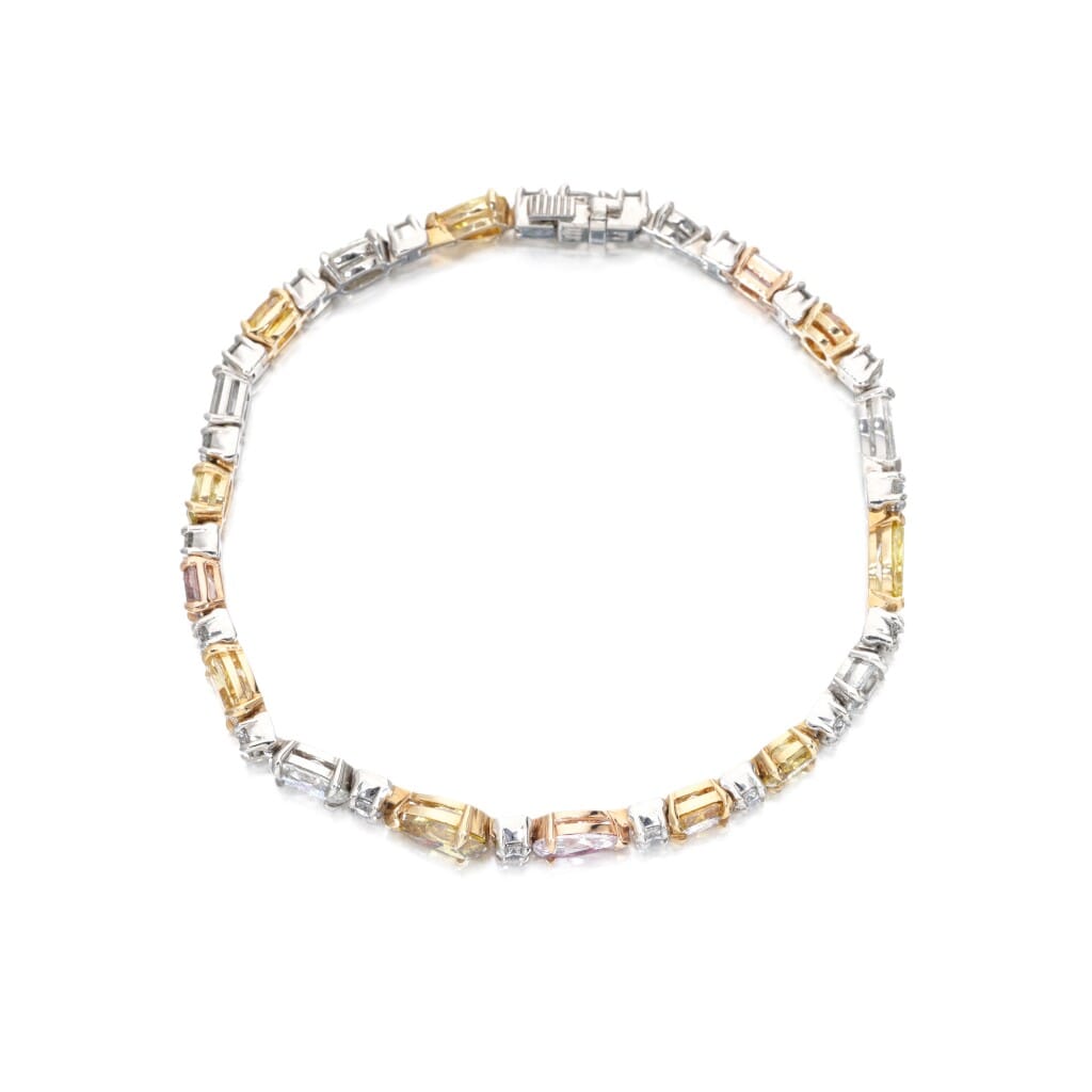 Platinum, Gold, Fancy Colored Diamond and Diamond Bracelet