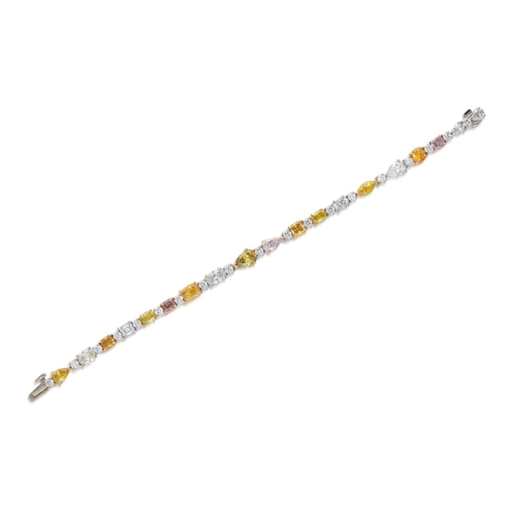 Platinum, Gold, Fancy Colored Diamond and Diamond Bracelet