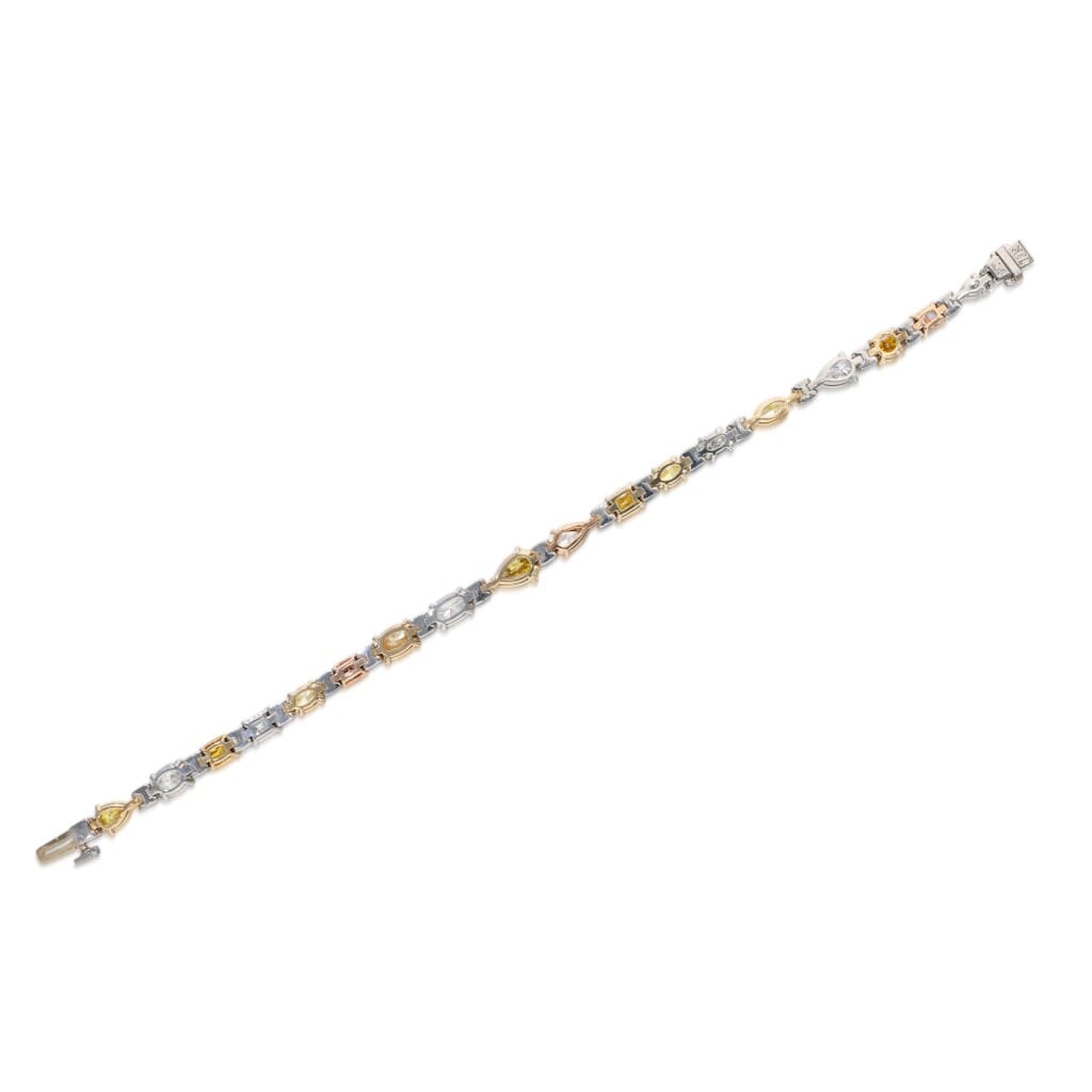 Platinum, Gold, Fancy Colored Diamond and Diamond Bracelet