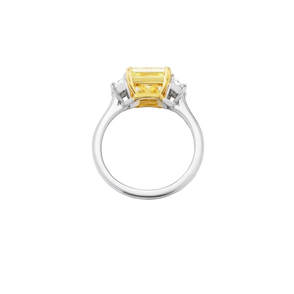 Platinum, Gold, 3.04ct Radiant Cut Fancy Yellow Diamond and Diamond Engagement Ring