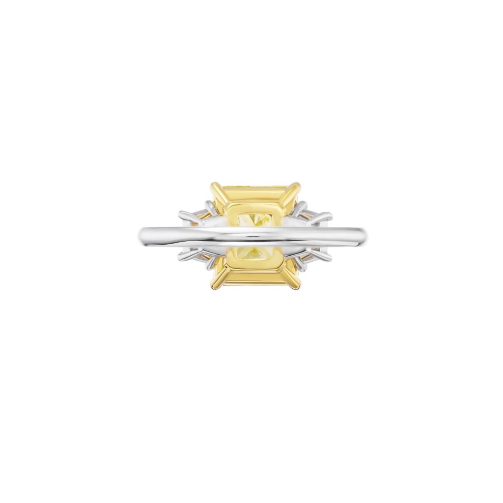 Platinum, Gold, 3.04ct Radiant Cut Fancy Yellow Diamond and Diamond Engagement Ring