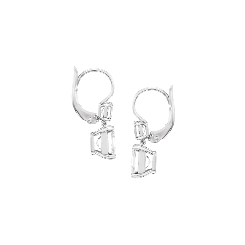 Platinum, 4.02ct Asscher Cut Diamond and Diamond Drop Earrings