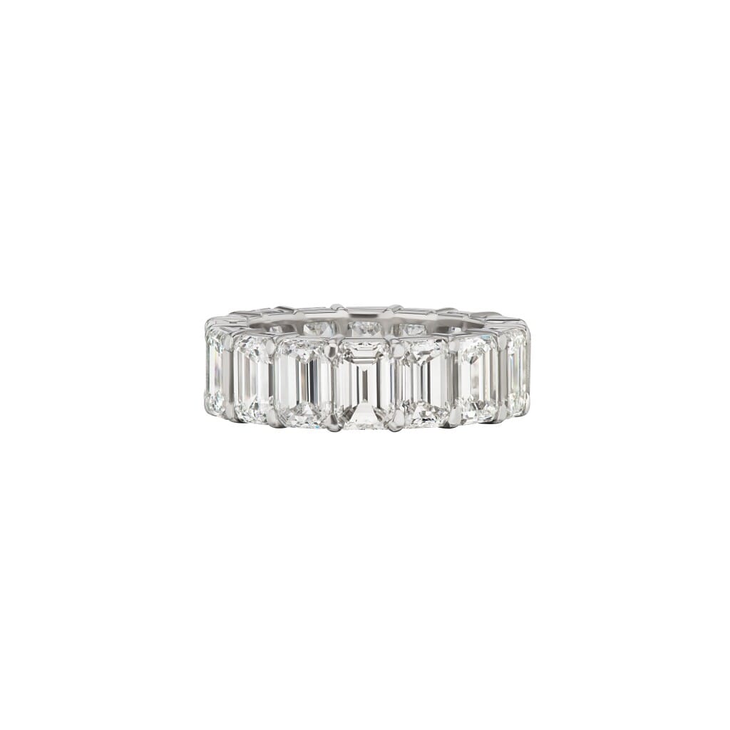 Platinum and 8.55ctw Emerald Cut Diamond Eternity Band Ring