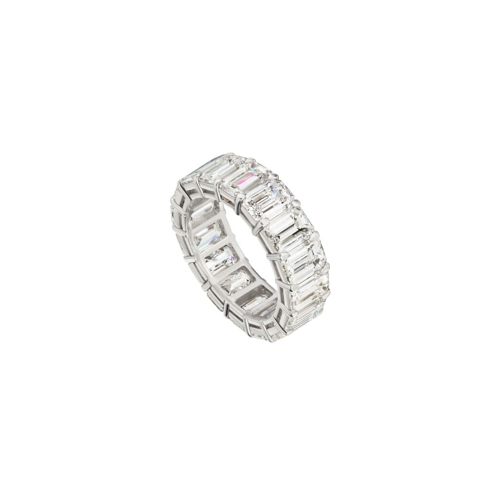 Platinum and 8.55ctw Emerald Cut Diamond Eternity Band Ring