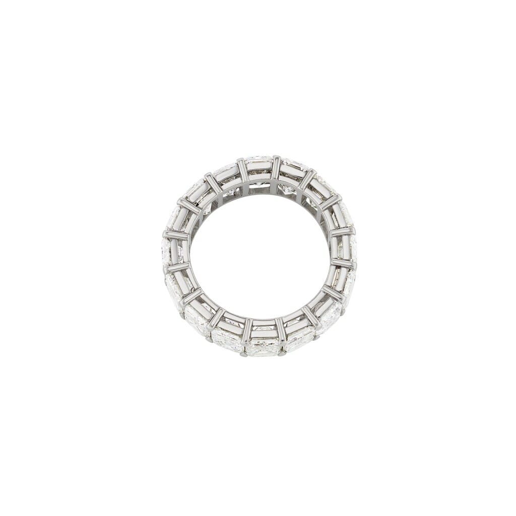 Platinum and 8.55ctw Emerald Cut Diamond Eternity Band Ring