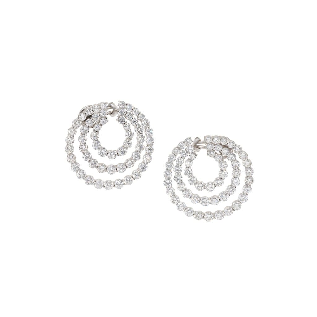 White Gold and Diamond Circular Earclips