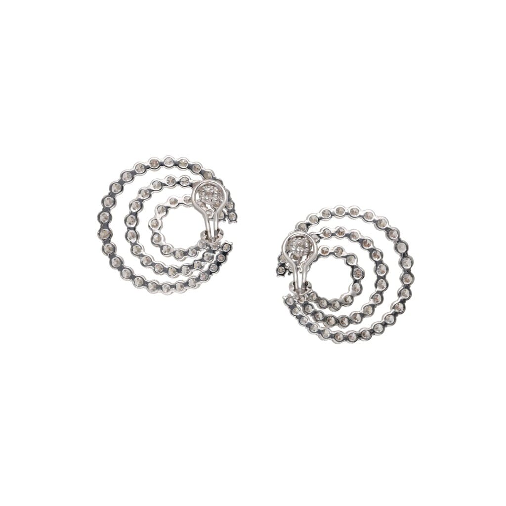 White Gold and Diamond Circular Earclips