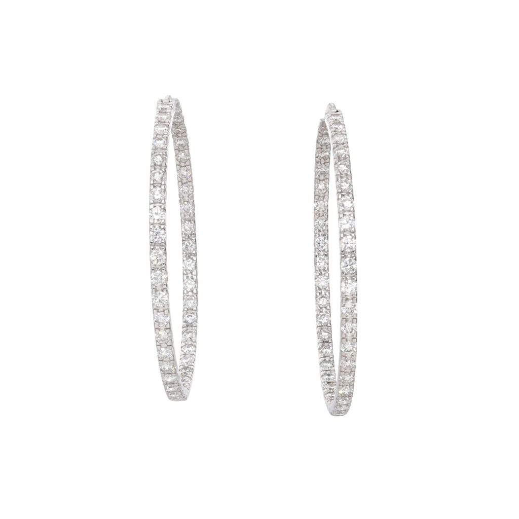 White Gold and 4.05ct Diamond Hoop Earrings