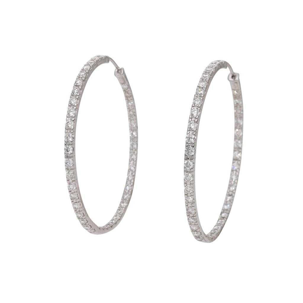 White Gold and 4.05ct Diamond Hoop Earrings