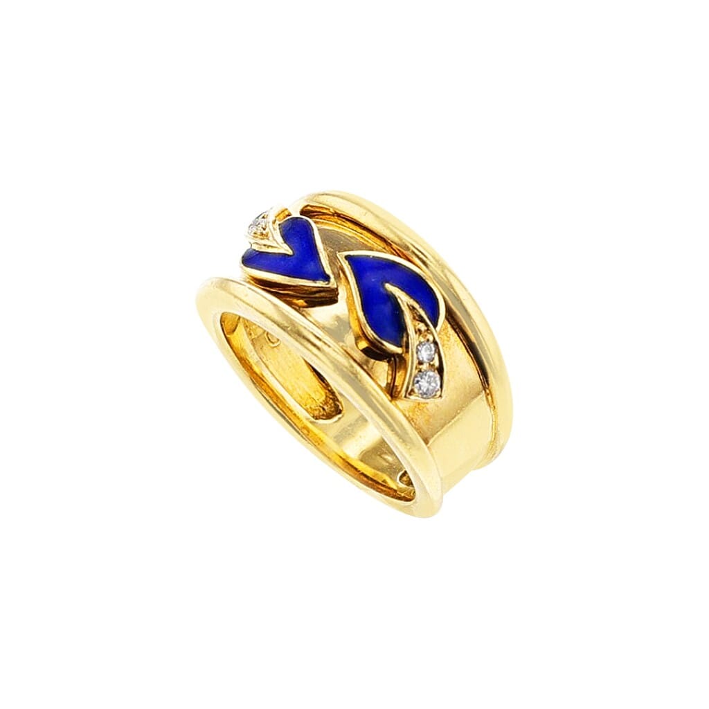 Gold, Enamel and Diamond Ring
