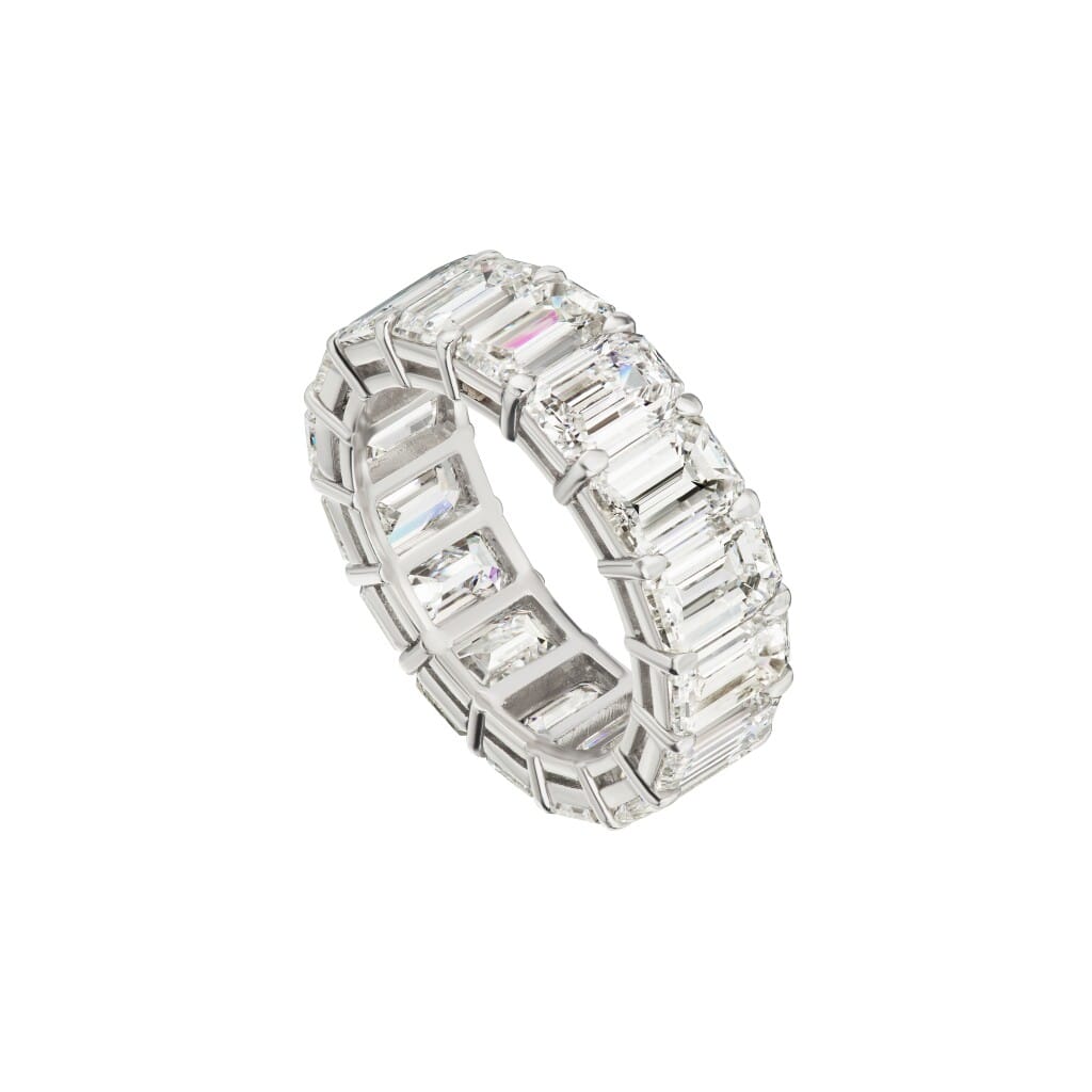 Platinum and 14.00ct Emerald Cut Diamond Eternity Band Ring