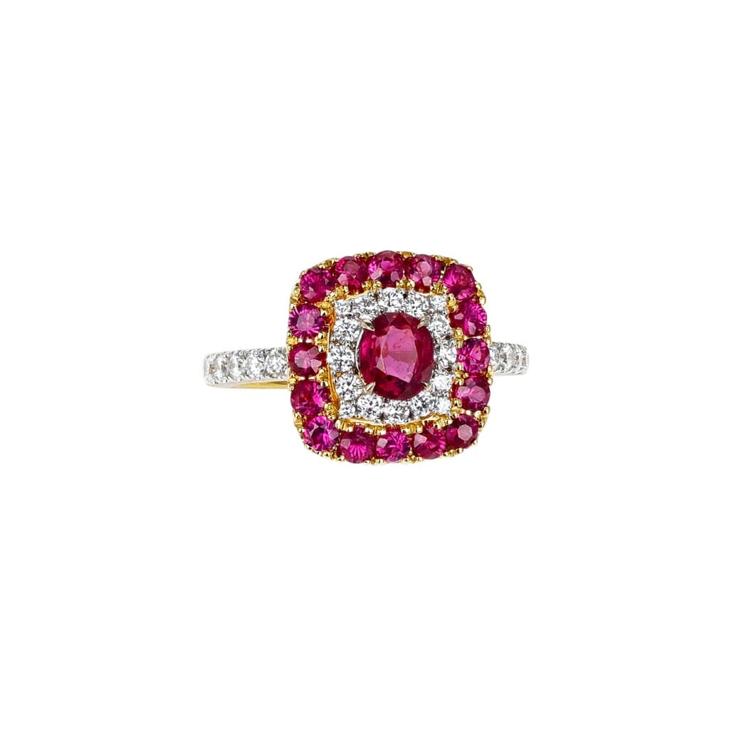 Gold, Burmese Ruby, Ruby and Diamond Ring