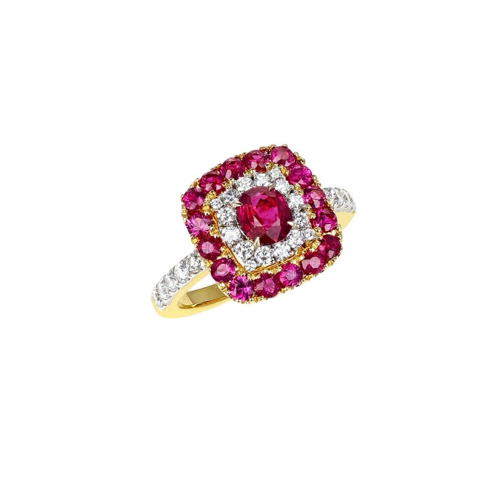 Gold, Burmese Ruby, Ruby and Diamond Ring