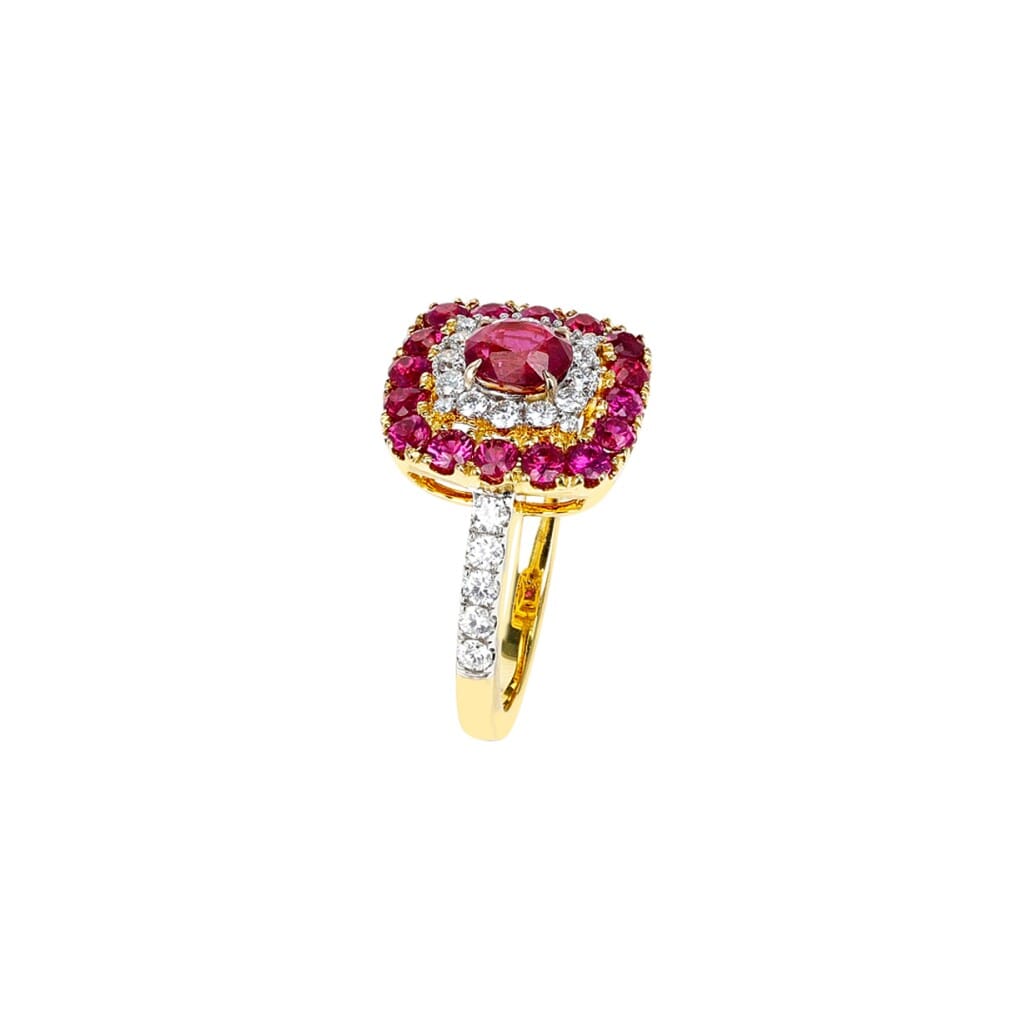 Gold, Burmese Ruby, Ruby and Diamond Ring