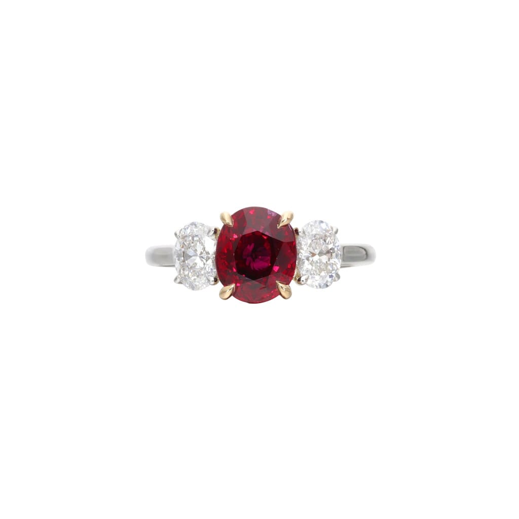 Platinum, Gold, 2.40ct Burmese Ruby and Diamond Ring