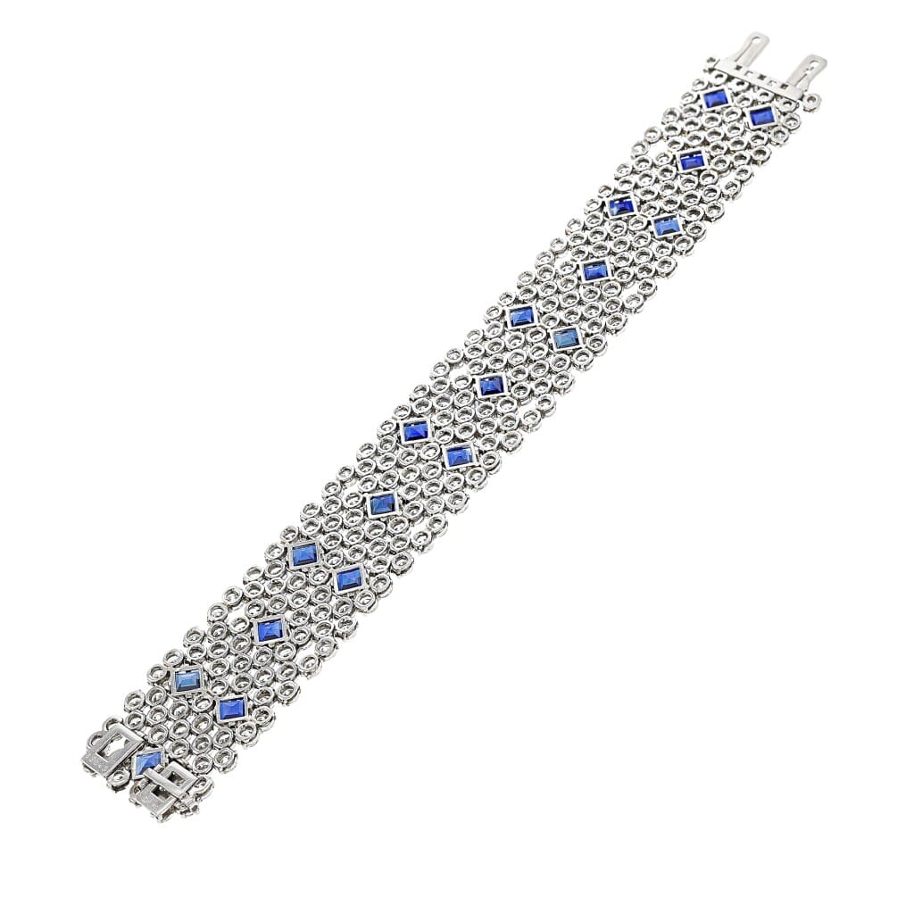 Art Deco Platinum, Sapphire and Diamond Bracelet