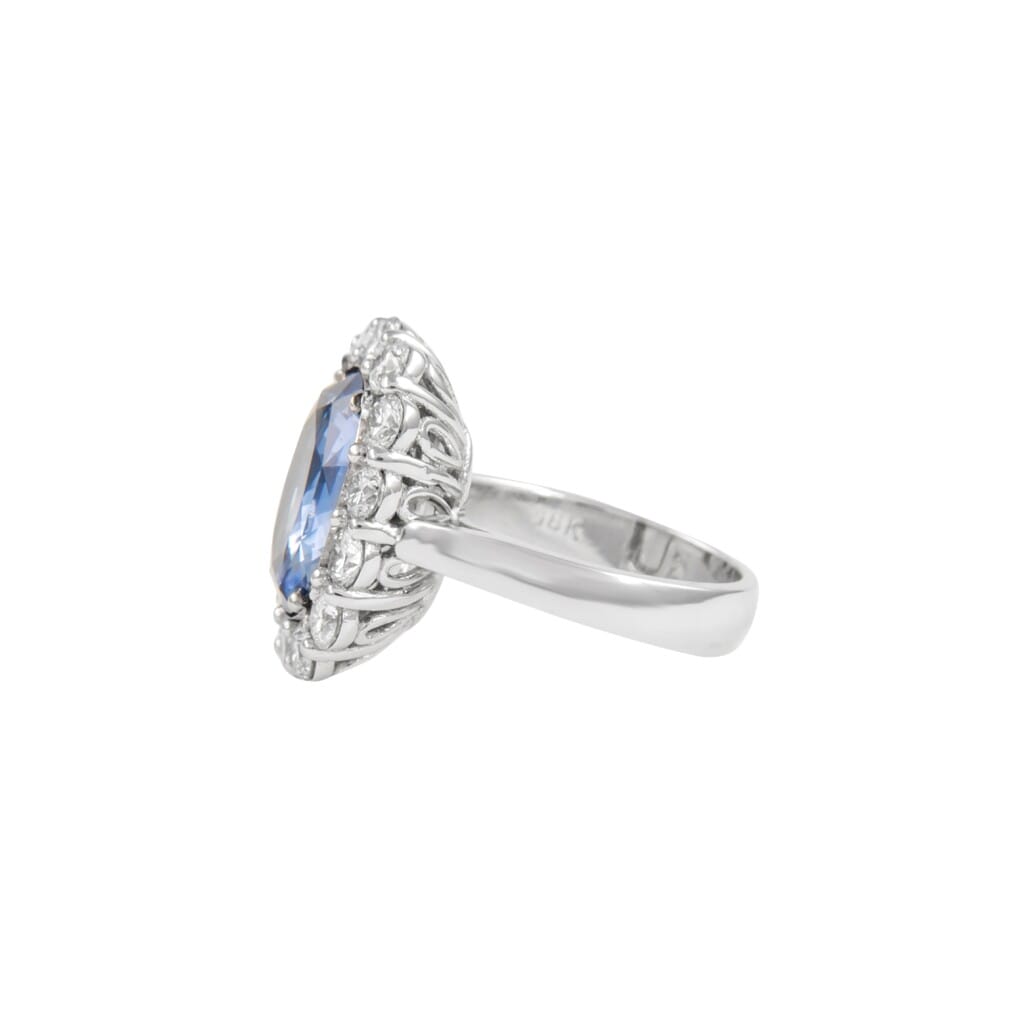 White Gold, 7.60ct Ceylon Sapphire and Diamond Ring