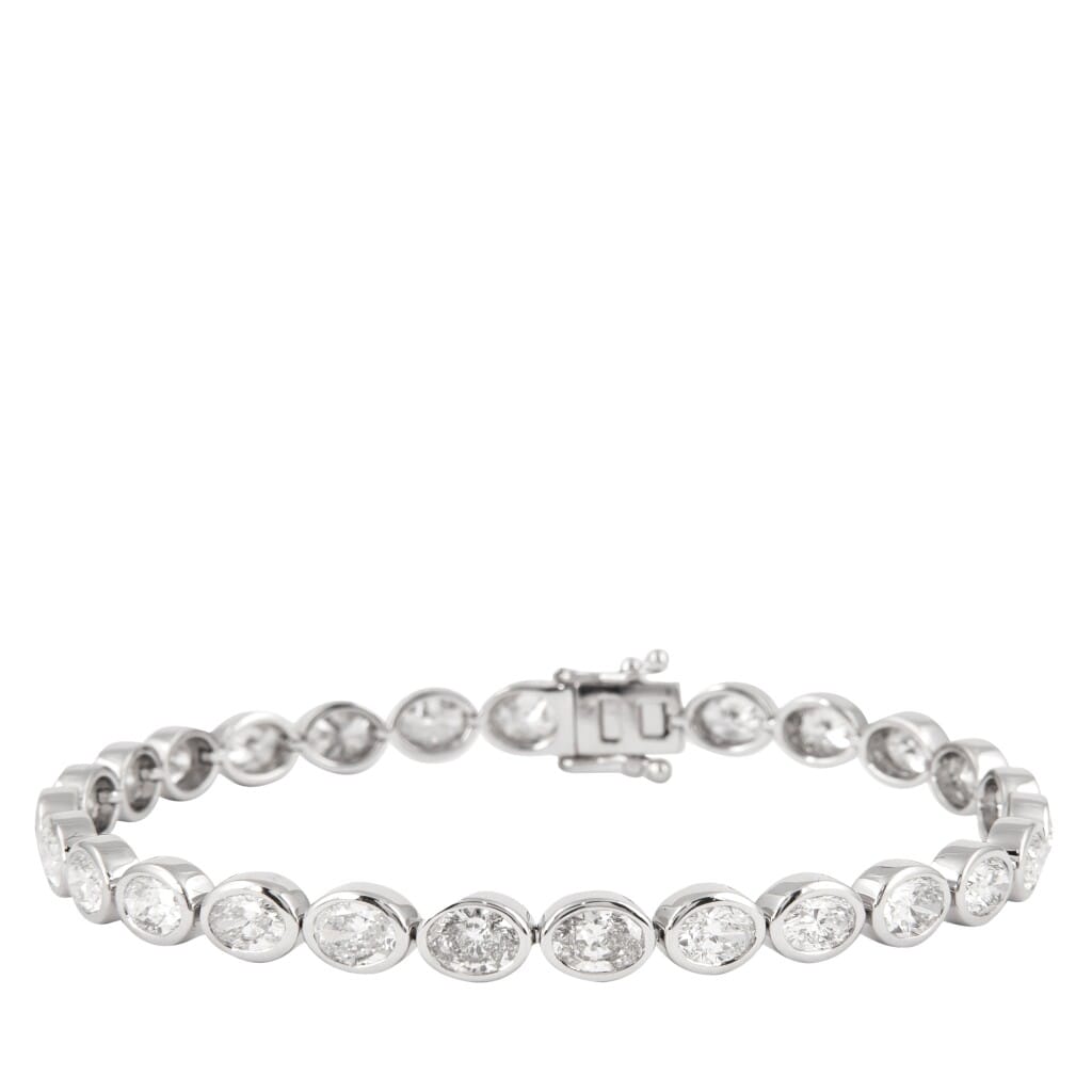 White Gold and 8.45ct Oval Cut Diamond Line Bracelet