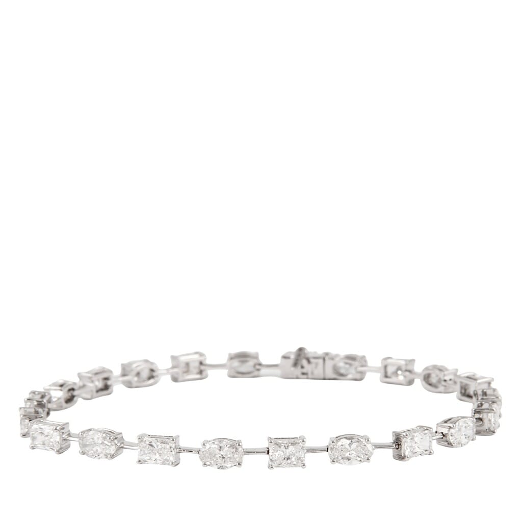 White Gold, 6.85ct Oval Cut and Emerald Cut Diamond Bracelet