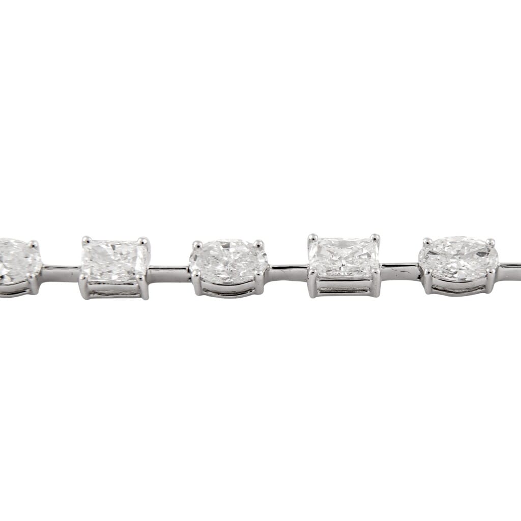 White Gold, 6.85ct Oval Cut and Emerald Cut Diamond Bracelet