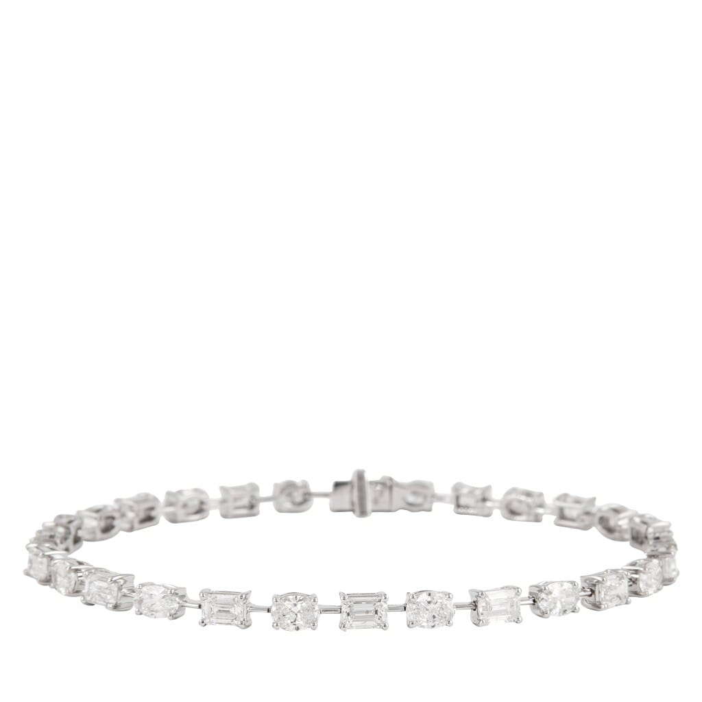 White Gold, 5.80ct Oval Cut and Emerald Cut Diamond Bracelet