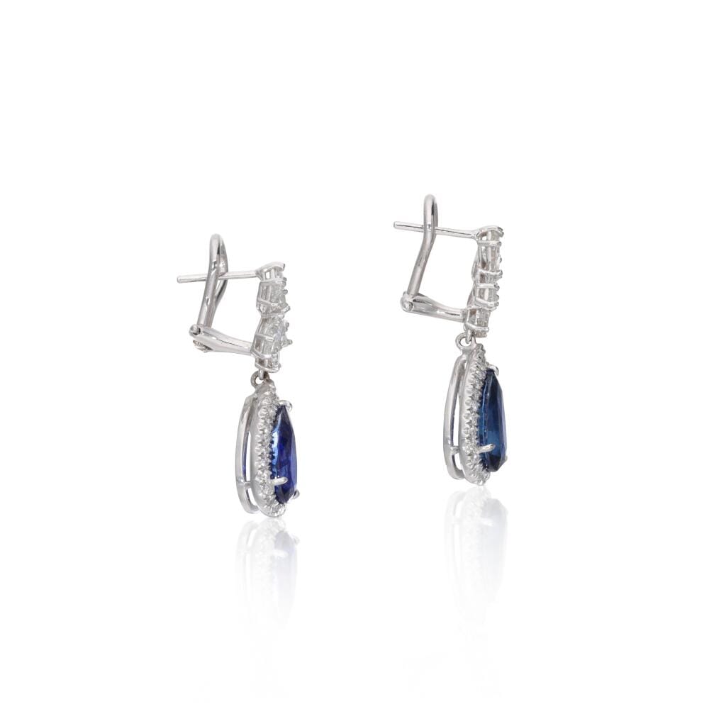 White Gold, 4.15ct Sapphire and Diamond Drop Earclips