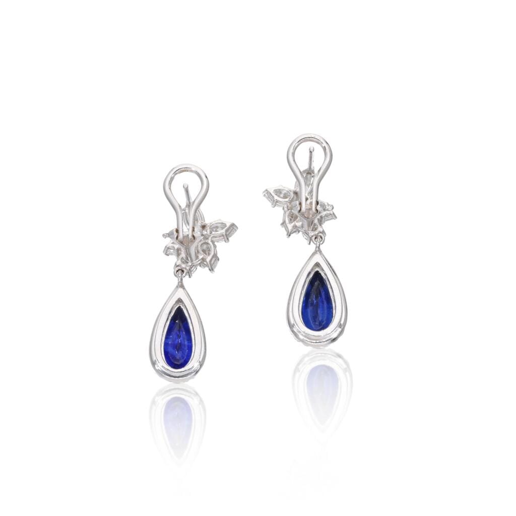 White Gold, 4.15ct Sapphire and Diamond Drop Earclips