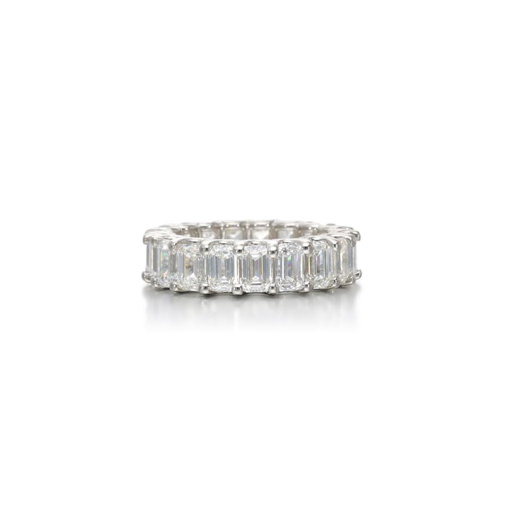 Platinum and 7.65ctw Emerald Cut Diamond Eternity Band Ring