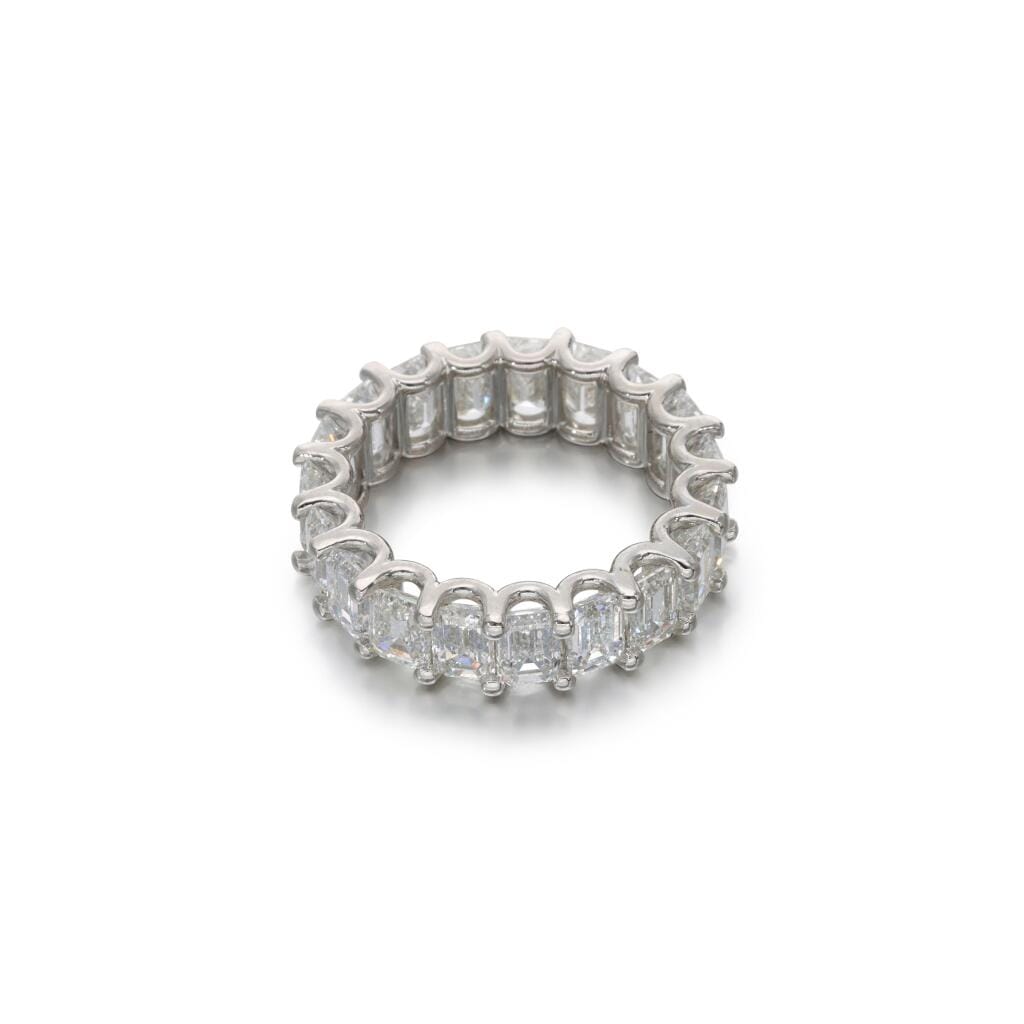 Platinum and 7.65ctw Emerald Cut Diamond Eternity Band Ring