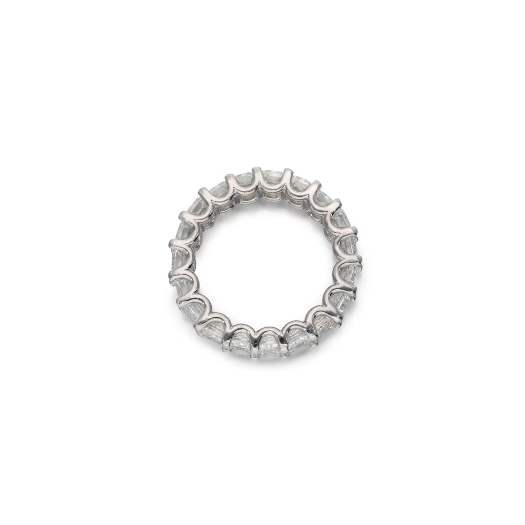 Platinum and 7.65ctw Emerald Cut Diamond Eternity Band Ring