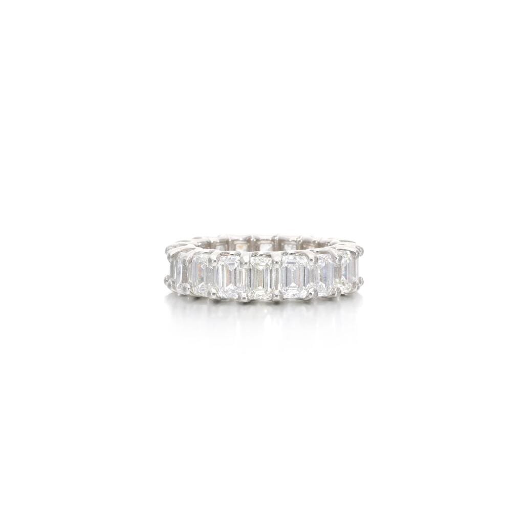 Platinum and 7.10ctw Emerald Cut Diamond Eternity Band Ring