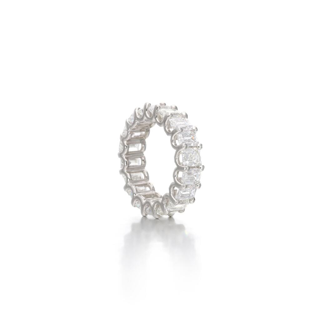 Platinum and 7.10ctw Emerald Cut Diamond Eternity Band Ring