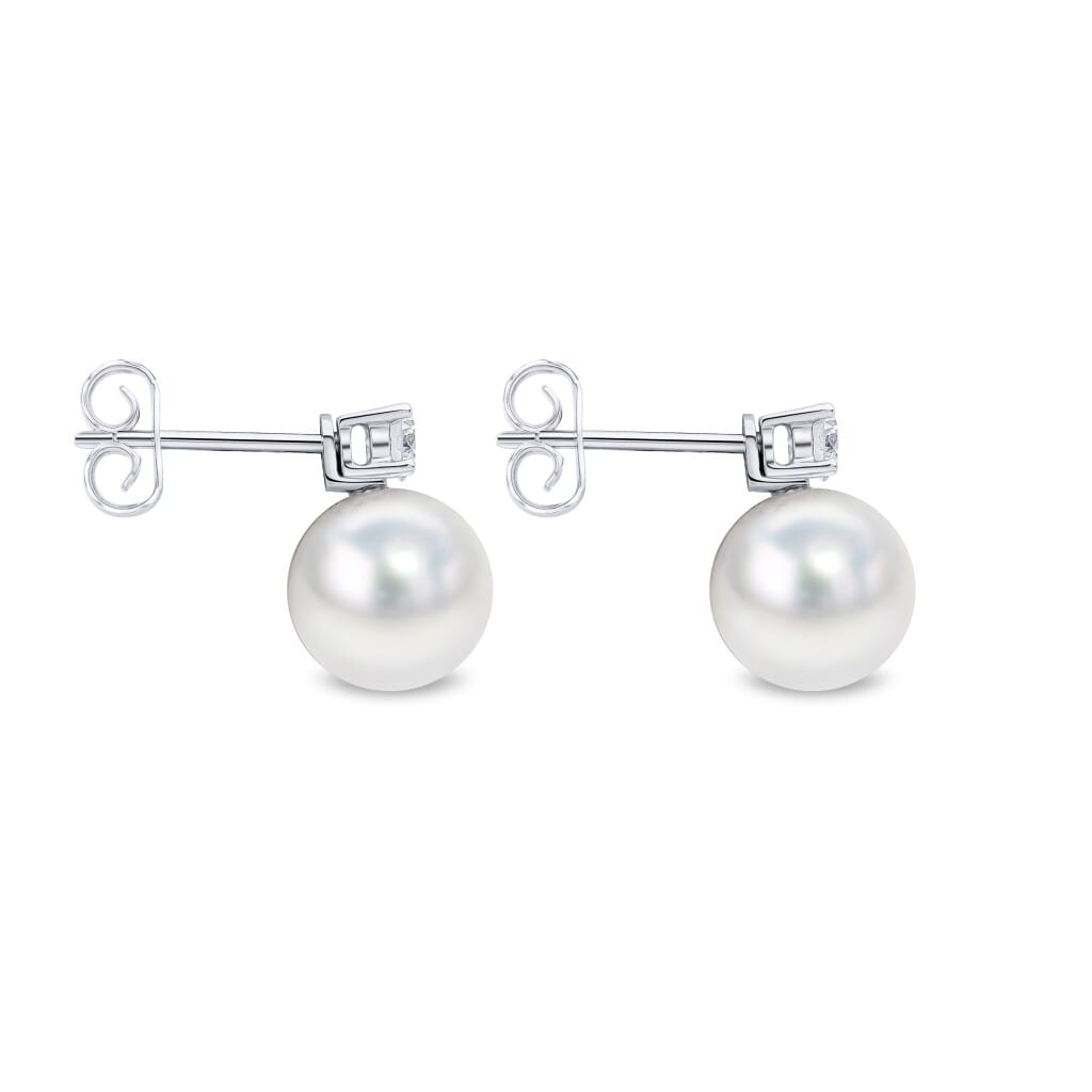 White Gold, Cultured South Sea Pearl and Diamond Convertible Stud Earrings