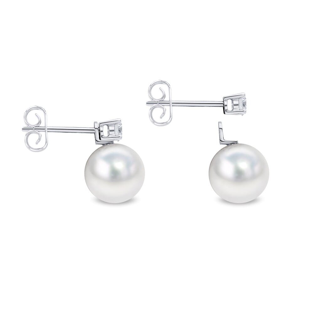 White Gold, Cultured South Sea Pearl and Diamond Convertible Stud Earrings