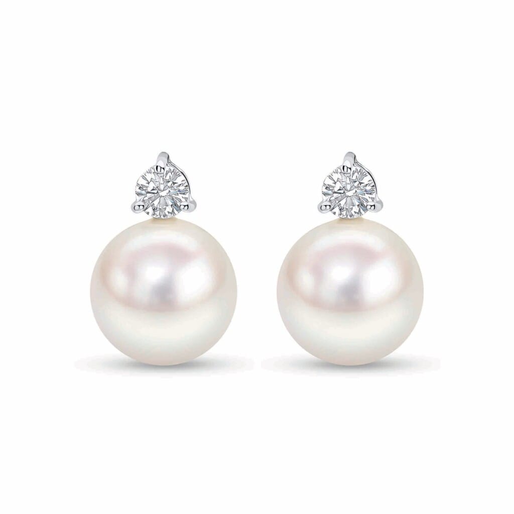 White Gold, South Sea Cultured Pearl Diamond Classic Earrings