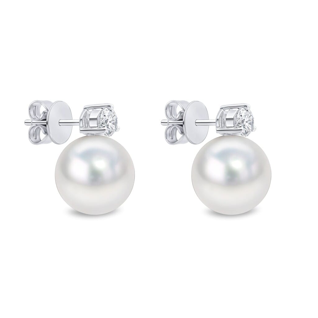White Gold, South Sea Cultured Pearl Diamond Classic Earrings