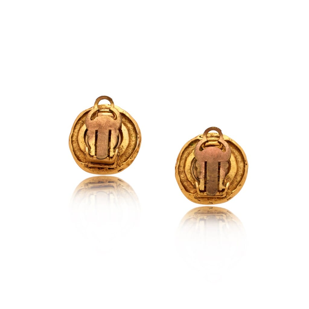 Gold Metal and Imitation Pearl Clip-On Earrings, 1990s