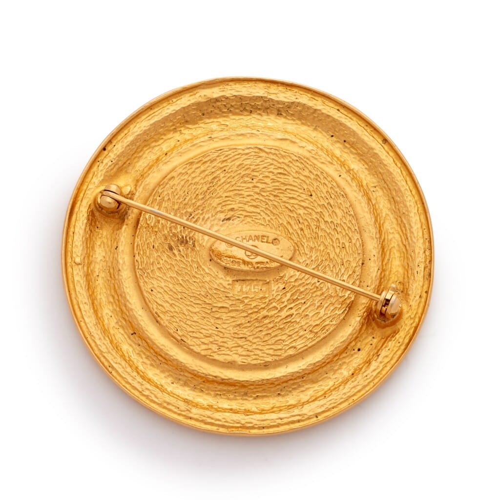 Gold Metal 31 Rue Cambon Brooch, 1990s