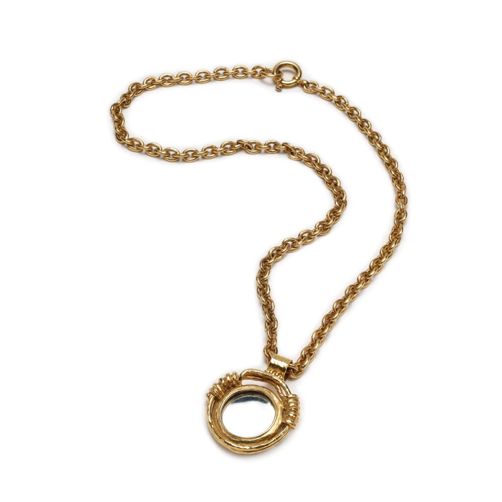 Round Edge CC Medallion and Mirror Necklace, 1980s