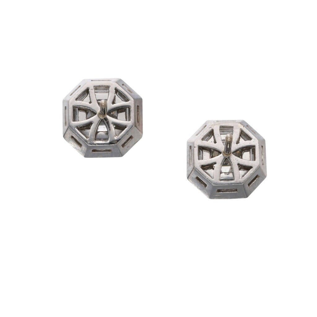 Platinum and 1.40ctw Asscher Cut Diamond Stud Earrings