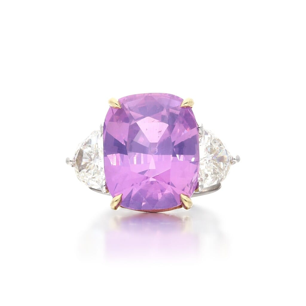 Platinum, Gold, 12.67ct Pink Sapphire and Diamond Ring