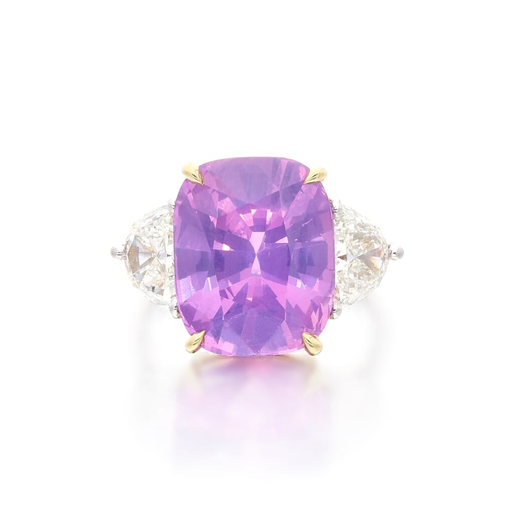 Platinum, Gold, 12.67ct Pink Sapphire and Diamond Ring