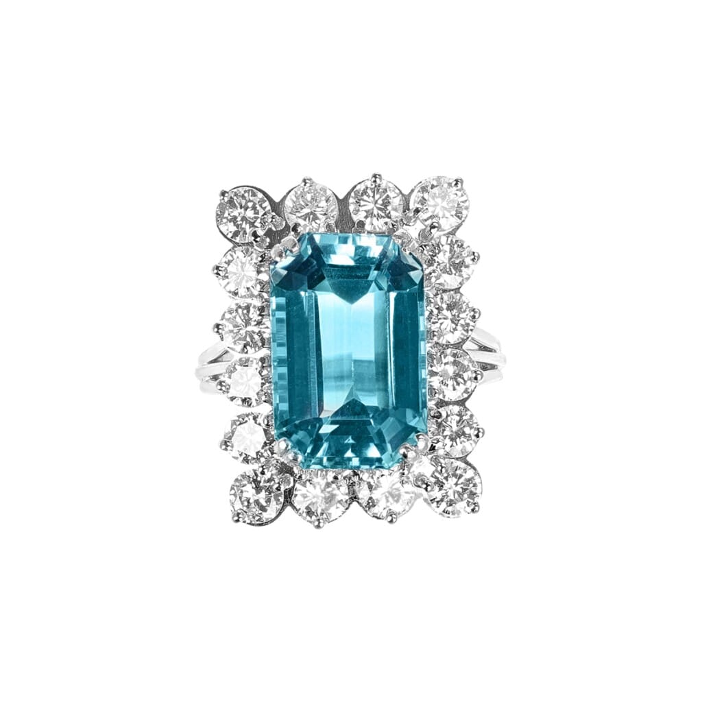 White Gold, 11.50ct Aquamarine and Diamond Ring