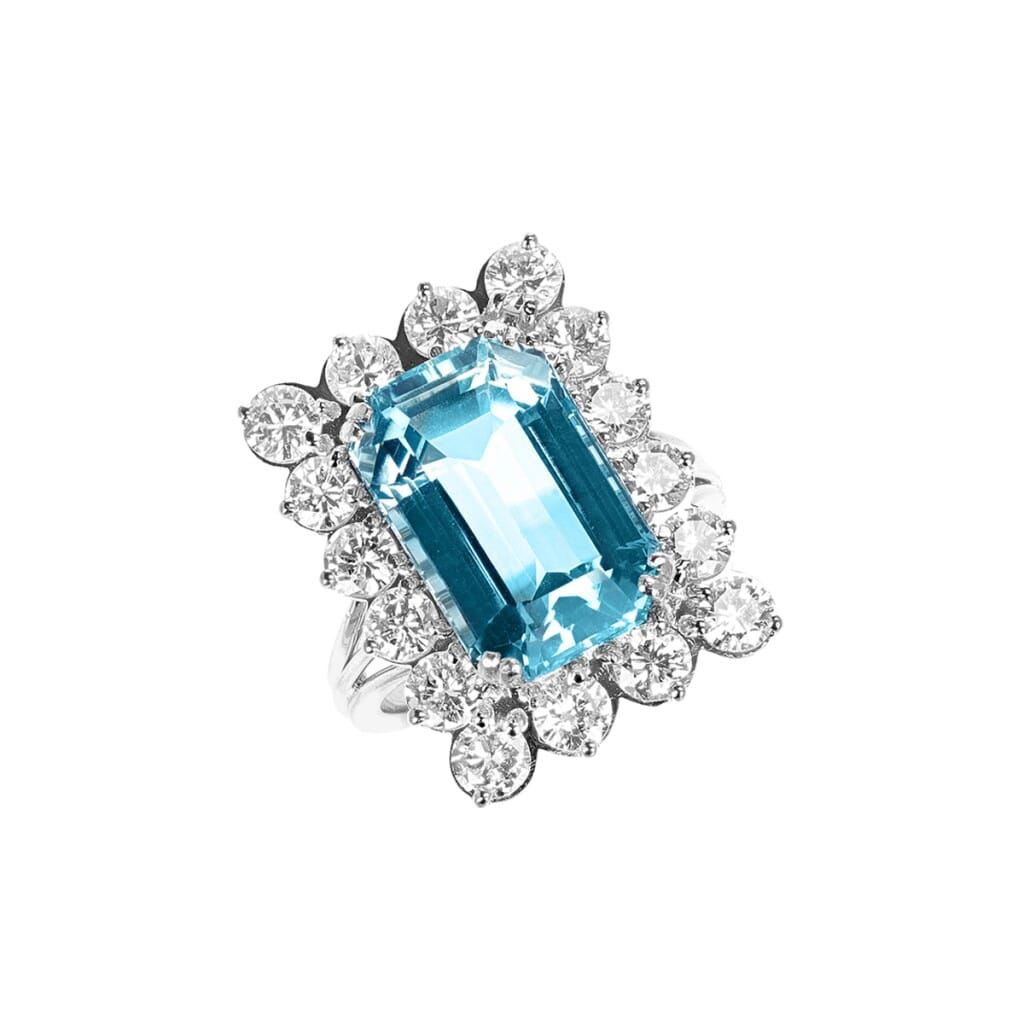 White Gold, 11.50ct Aquamarine and Diamond Ring